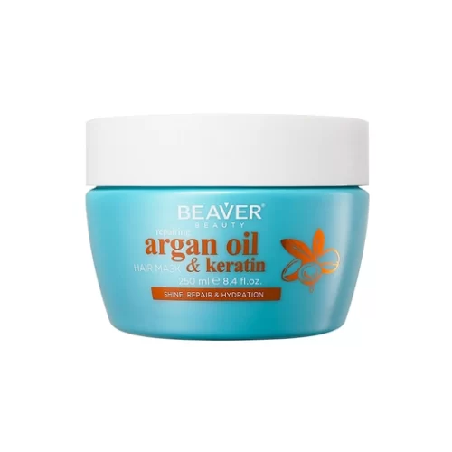 BEAVER argan oil and keratin hair mask for dry hair smoothing and deep hydration