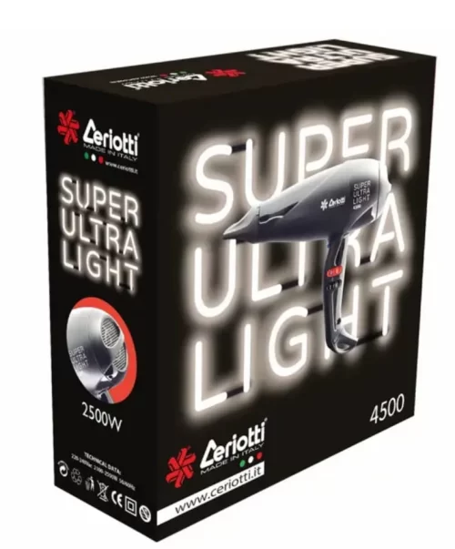 Ceriotti DJ 4500 professional 2500W hairdryer with carbon fibre finish and precision nozzles